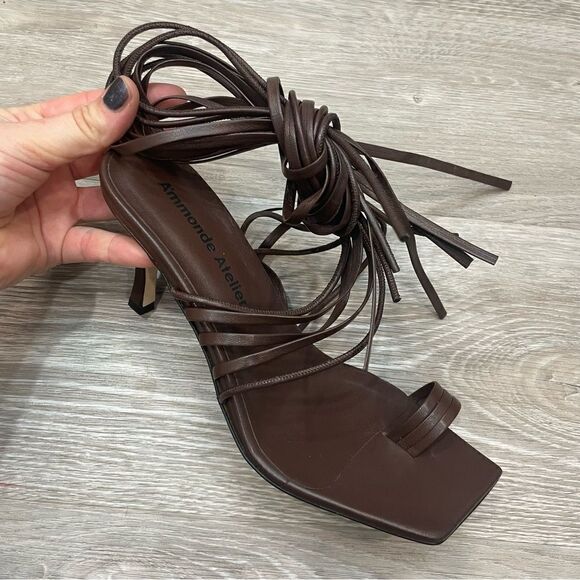 Revolve A'MMONDE ATELIER Aria 75 Multi Strap Leather Sandals in Brown - Picture 2 of 9